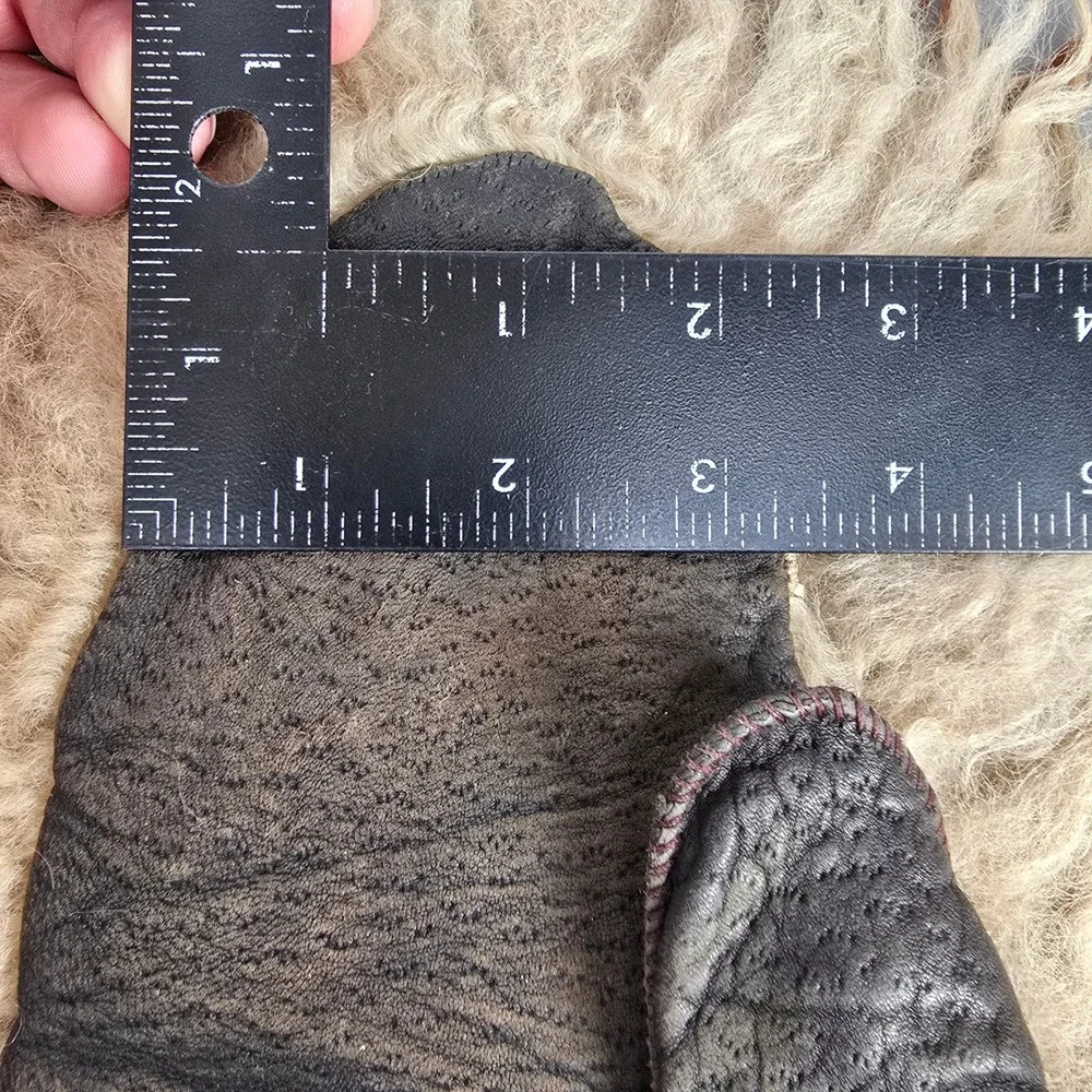 Vintage Shaggy Long Hair Sheepskin Leather Winter/Trapper Mittens Brown Tan Fur